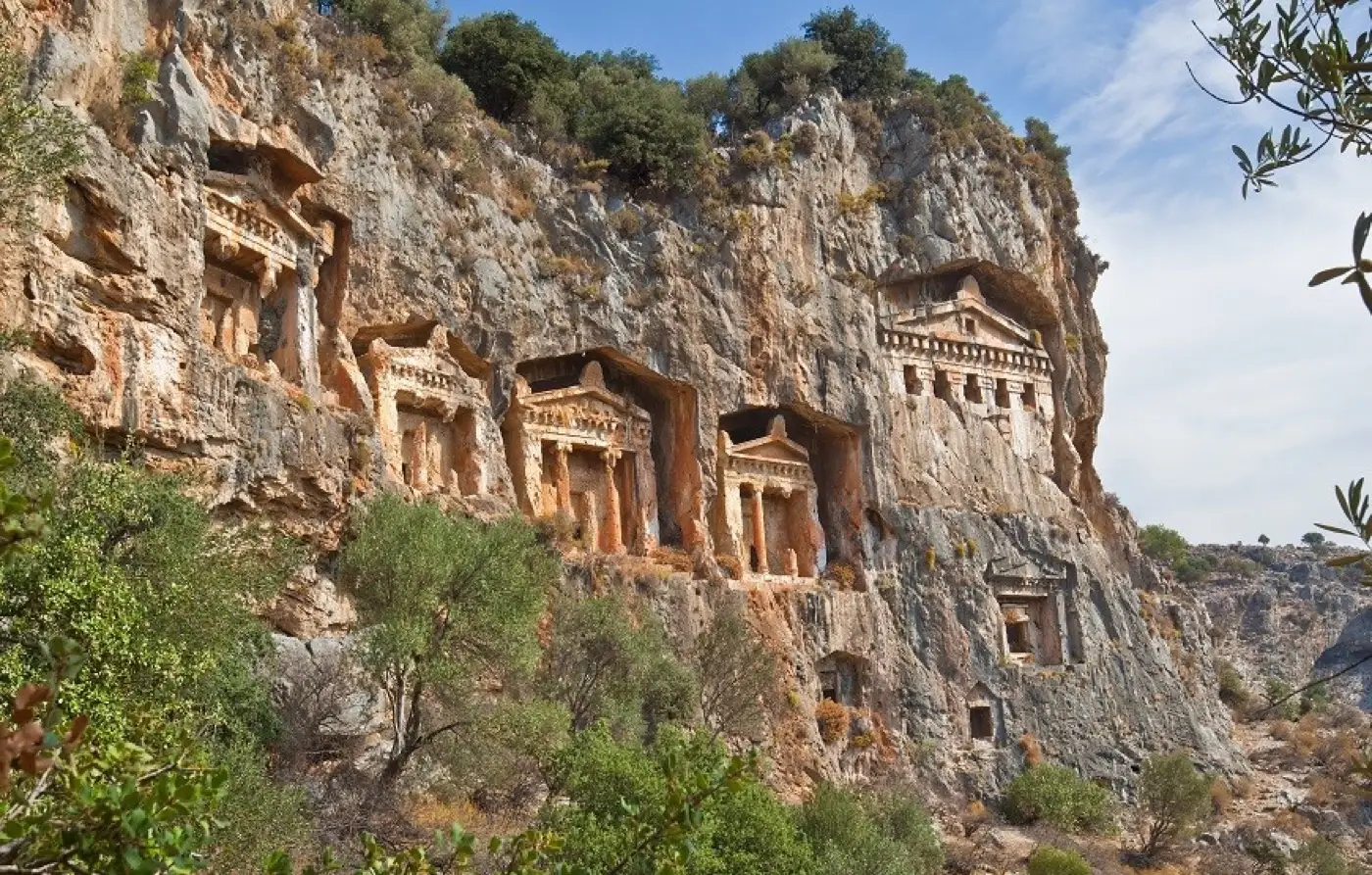 Rock tombs above the river in Dalyan